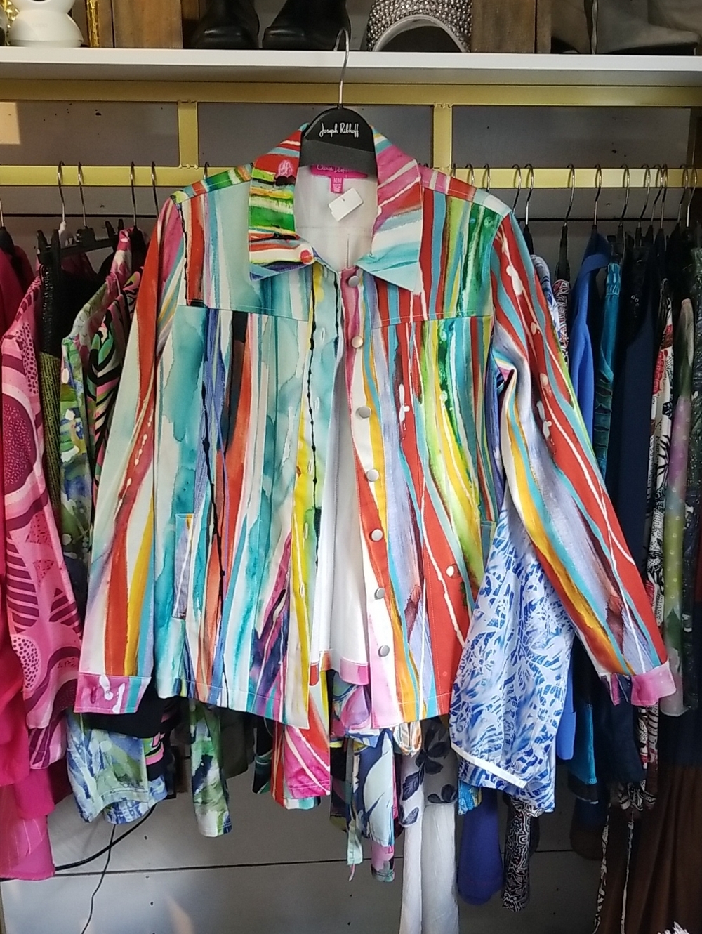Colorful Striped Jean Jacket by  Claire Desjardins - Multicolor